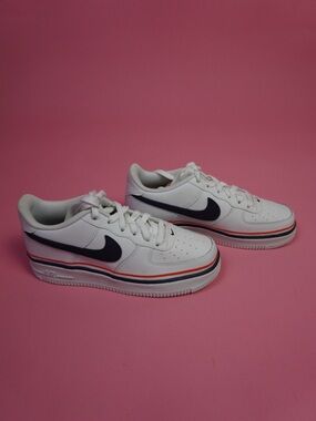 Brand New! Nike White Low-Top Sneakers with Black Swoosh and Red & Blue Trim